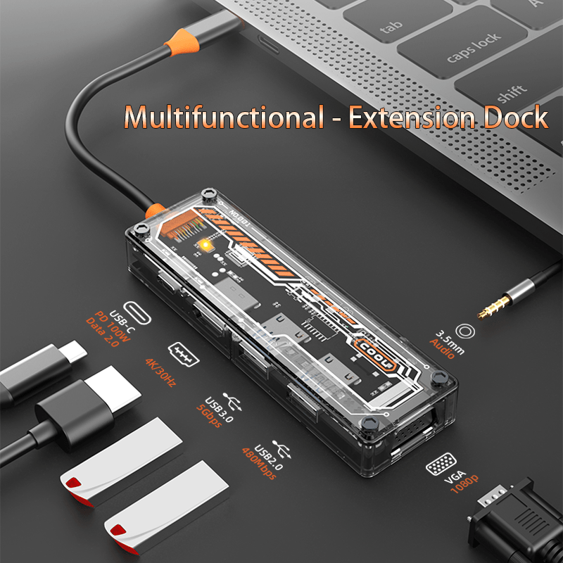 Usb C Docking Hub - 6-in-1 USB-C-Hub für MacBook Pro/Air, Typ-C
