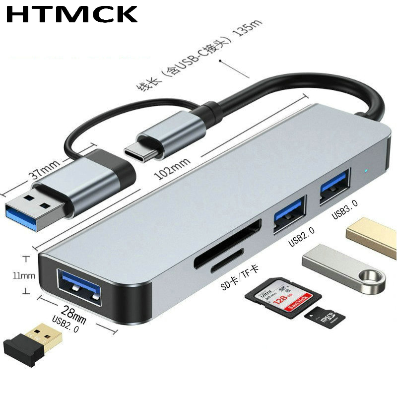 Usb C Docking Hub - 8-in-2 USB-C-Hub Multiport-Dockingstation mit USB3.0 SD-TF-Kartenleser-Adapter