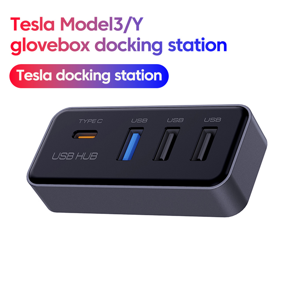 Usb C Docking Hub - 4-in-1 USB-Hub-Dockingstation für Tesla Model3/Y Handschuhfach